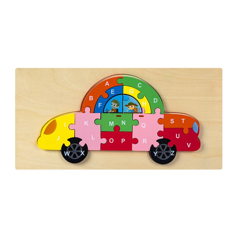 Wooden Jigsaw Puzzle Toys Children'S Early Education Alphabet Cognitive Puzzle Three-Dimensional Buckle Puzzle Building Blocks Educational Toys - Image 1